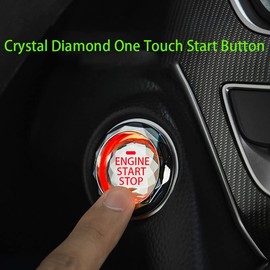 Car Engine Ignition Start/Stop Button Cover, Car Ignition Button Decorative Ring Sticker, Crystal Start Button Ignition Protective Cover, Car Internal Circuit Breaker Button Cover (Red)