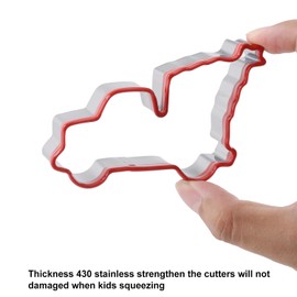 Christmas Truck Cookie Cutter and Christmas Tree with Star,4.2 inch Large Car Stainless Steel Biscuit Cutters, 3.2 Tree Shape Cutter with Protective Soft Edge Snowflake for Family DIY