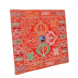 DECHOUS Dual Layer Non Slip Religious Sound Bowl Pad with Traditional Embroidery Durable Buddhist Meditation Mat for Sound Bowls and Ritual Instruments