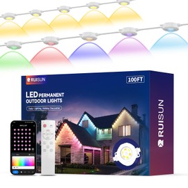 Permanent Outdoor Lights for House, 100FT with 60 RGBCW LEDs for Christmas, Daily and Holiday Lighting, Eave Lights for Outdoor Decorations, IP67 Waterproof, Works with Alexa, Google Assistant, White
