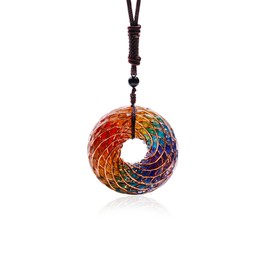Tan Ran 7 Chakra Glass Rodin Coil Pendant Necklace