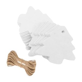 200 Pcs Christmas Tree Shape Tags Xmas Tree Hanging Tags Christmas Tree Hang Labels Holiday Present Labels Stocking Name Tags with 10m Jute Ropes White