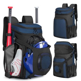 Smasrob Baseball Bag for Adult and Youth, Baseball Backpack Softball Bag with Helmet Holder, Shoe Compartment and Fence Hook, Blue