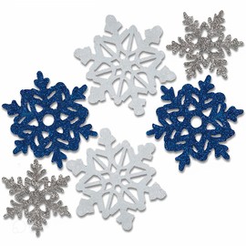 Unique Glittery Snowflake Cutouts | Assorted Designs | 6 Pcs, 5.75", 5" and 4", Multi Color
