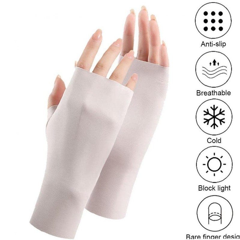 Dinntty Gloves, Sun Protection, UV Protection, Ice Silk, Breathable, Half