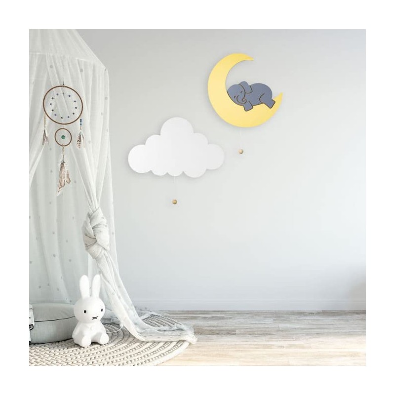 Lumipets Lighted Elephant on Moon, Nursery Night Light, Wall Mounted
