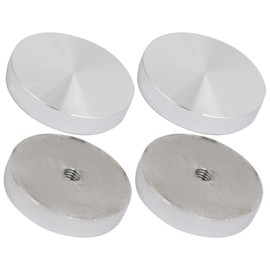 QUARKZMAN 50 mm Diameter Aluminium Disc x 4 Pieces Circular Discs Hardware for Holder Glass Table or Chair [Silver Tone M8 Thread]