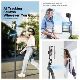 SESDOS Auto Face Tracking Tripod 360° Rotation with Stand,Smart Gesture Control Travel Selfie Stick for Content Creator Tiktok YouTube Vlog Video Live Streaming