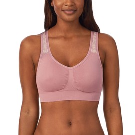 ELLEN TRACY Women's Underwear, Seamless Wirefree Bra, Bralette with Removable Pads, Floral Embroidered, 2-Pack Multipack (Regular & Plus Size) - Medium