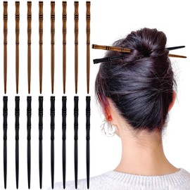 16 PCS Retro Wooden Hair Sticks Bamboo Shape Hair Chopsticks, Vintage Elegant Hair Chopsticks Bamboo Shape Hair Pins for Long Hair Women and Girls Bun Hairstyles Decorative Holder