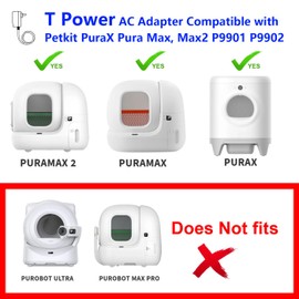 T Power 12V Charger for Petkit PuraX Pura X Pura Max P9901 P9902 Self Cleaning Cat Litter Box TEKA-TD120200XX AK-P6111121 2AEDG-P530 TEAK024-1202000CH Ac Dc Adapter Power Supply Cord