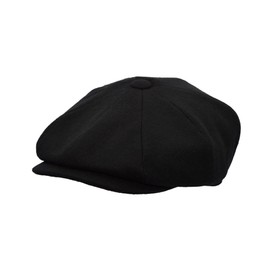 WALKER AND HAWKES - Men's Melton Wool Waterproof 8-Panel Bridgemoor Baker Boy Cap - Black - 2X-Large (61cm)