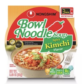 NONGSHIM Nong Shim Hot & Spicy **Kimchi**Bowl Noodle Soup, ***18 Pack ~ 3.03 oz. Each.***