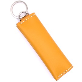 Key Chain, Coin Case, Genuine Leather, Coin Purse, Cowhide Leather, Keys, Wallet, Small, yellow (mustard)