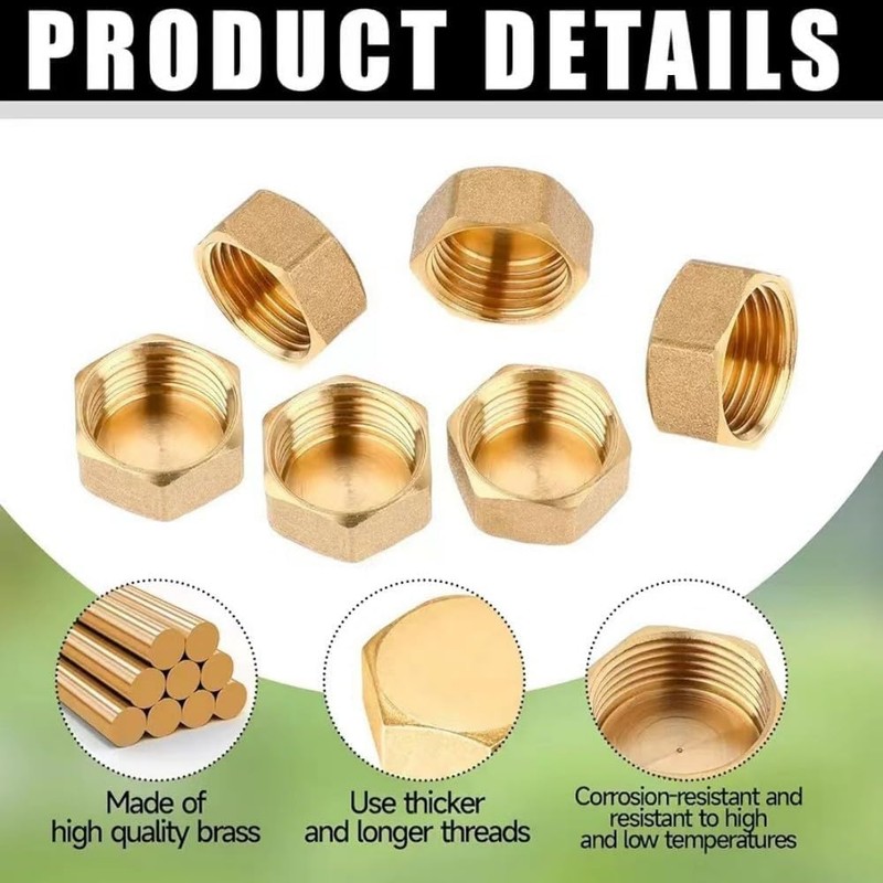 4 PCS Brass End Cap, Internal Thread Spigot with Washers