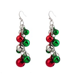 Bohue Christmas Jingle Bells Earrings Long Chain Dangle Earrings Colorful Christmas Jingle Bell Earrings Festival Party Jewelry Gift for Women Girl