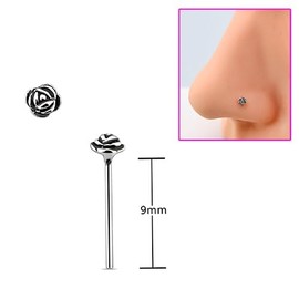 DENI Sterling Silver Straight Nose Studs 2mm Fine Bar 0.6mm 3 Pack Sterling Silver, Sterling Silver