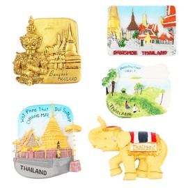 5 Pack Strong Magnetic Refrigerator Magnets - Thailand Travel Souvenir Refrigerator Decoration with Strong Flat Magnets, Office Whiteboard Magnets, Cabinet Magnets, Cabinet Cute Locker Magnets