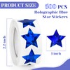 500 PCS Holographic Blue Star Stickers, 1 inch Self Adhesive