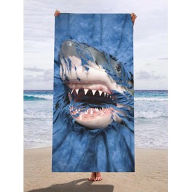 Wild Star Hearts - Shark Rip-Through - Quick Drying Microfibre Beach Towel Lightweight Bath Towel Fast Drying Swimming Towel 58” x 39” Large Beach Towel