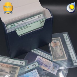 TACC Storage Box w Faux Leather for PMG Graded Banknotes Currency Holder Paper Money - Blue