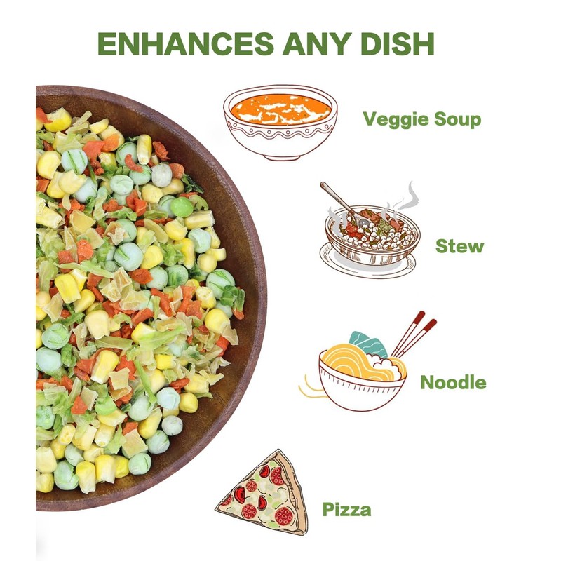 Dried Ramen Toppings, 220G/7.76OZ Dehydrated Vegetables, Natural Freeze Dried Vegetables,