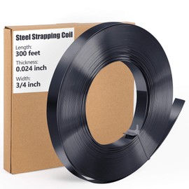 Steel Strapping Coil 3/4'' x 0.024'' x 300'-Metal Strapping Banding Roll High Corrosion Resistance with Surface Bluing Process, 1700 lbs Break Strength, Portable Strong for Heavy Duty Pallet Strapping