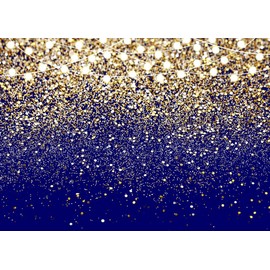 Alltten 7X5FT Blue and Gold Photo Backdrop Bokeh Lights Glitter Party Backdrop for Photoshoot Birthday Wedding Graduation Prom New Year Backdrop Studio Props F136