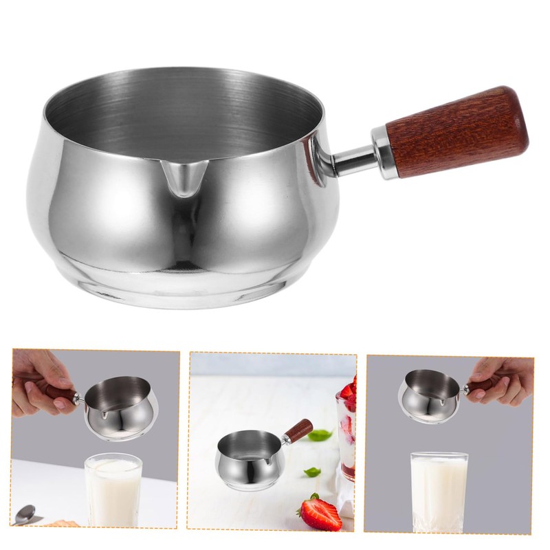 Gatuida Versatile Sauce Dishes Stainless Steel Sauce Pan Wood Handle