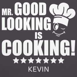 Geschenk mit Namen personalisiert by Shirtracer - Apron - Cooking Apron Men - Mr. Good Looking is Cooking with Name - Men's Gift Funny Hobby Chef Gift, 1 anthracite