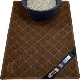 The Original GORILLA GRIP Water Resistant Cat Litter Box Trapping Mat 35x23, Easy Clean, Textured Backing, Traps Mess for Cleaner Floors, Less Waste, Stays in Place for Cats, Soft on Paws, Brown