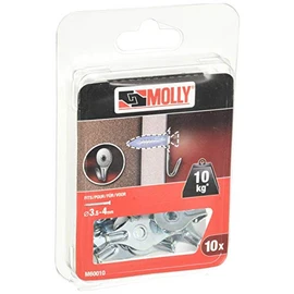 Molly M60010-XJ Flat Hooks for Screws Diameter 3.5/4 mm, Grey, Set of 10