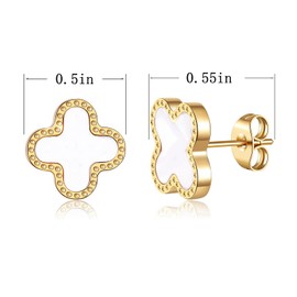 Women's four-leaf Clover earrings, 18k gold plated four-leaf clover lucky stud earrings, anti-allergy lightweight stud earrings, Lucky four-leaf clover for women or girls