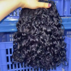 Afro Kinky Curly Hair Extensions with Lace Front Closure Cuticle Aligned Hair Kinky Curly Bundles 40 in Burmese Kinky Curly Hairstyle: indonesia curly, color: natural color, Stretched Length: 30 inches