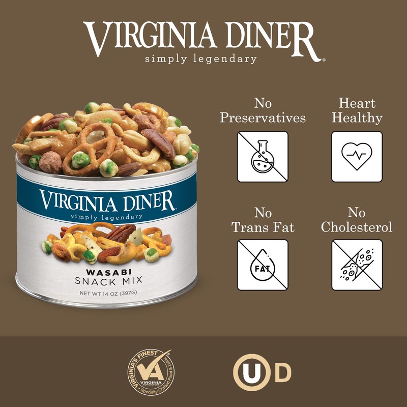 Virginia Diner - Wasabi Snack Mix 14oz Resealable Can of