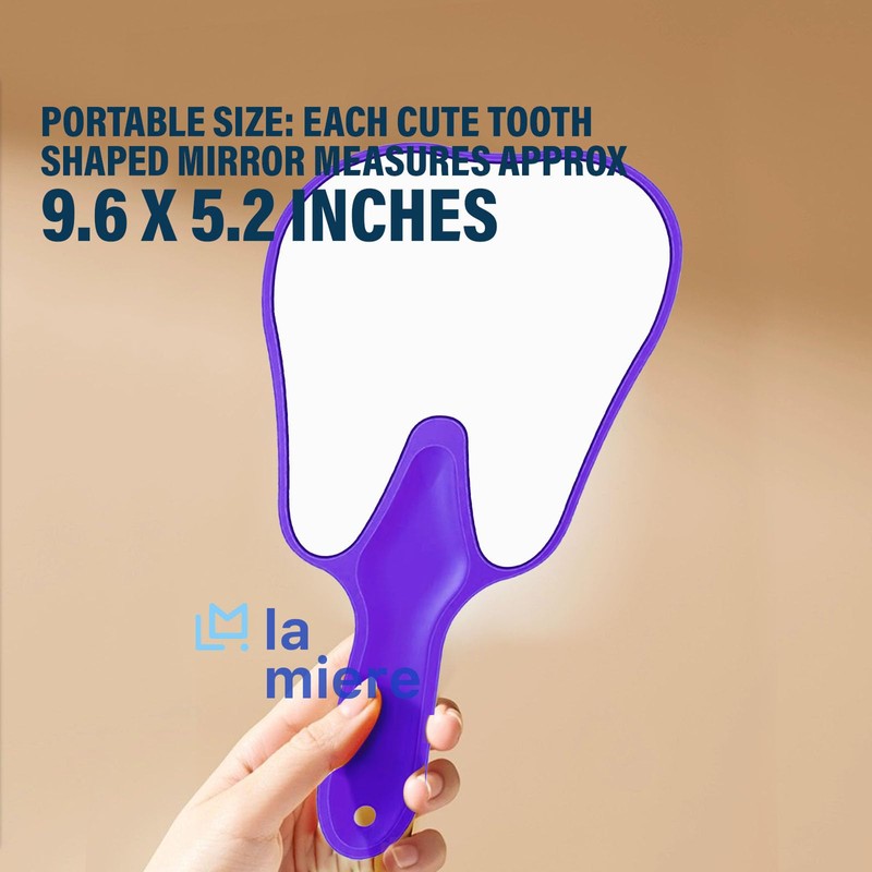 LA MIERE Tooth Shaped Mirror Ergonomic Handle Mirrors with Handle