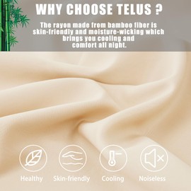 TELUS Bamboo Pillow Cases Standard Size 2 Pack, Khaki Cooling Pillowcases with Envelope Closure, Cool & Breathable Pillow Case for Hot Sleepers and Night Sweats, 20x26 inches