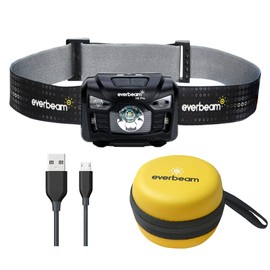 Everbeam H6 Pro LED Head Torch Headlamp, Motion Sensor Control, 650 Lumen Bright 20 Hours Runtime 1200mAh Battery Powered USB Rechargeable Headlight