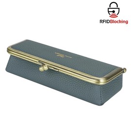 Royal Bagger Genuine Leather Fashion Glasses Case - RFID Blocking, Fashion Pencil Bag with Kiss Lock, Coin Purse for Women 2135:_Sea Blue