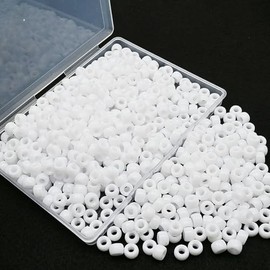 Amaney White Pony Beads with Storage Box 6x9mm Acrylic Beads 500pcs for Hair Braids Jewelry Making