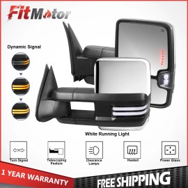 fitmotor Tow Mirrors Power Heated For 14-18 GMC Sierra Chevy Silverado 1500 Left & Right