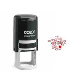 Happy Valentine's Day Stamp – 1-Inch Round Stamp – Durable and Easy-to-Use Valentine's Craft or Cardmaking Tool