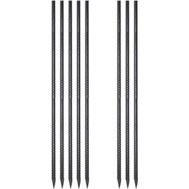 Steel Rebar Stakes 48 lnch 8 Pack Ground Stakes Heavy Duty 1/2 Inch Diameter Landscpe Timber Spikes Straight Metal Stakes with Chisel Point for Garden Camping Plant Support, Black