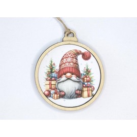 8 x Wooden Gnome Elf Decoration Traditional Red And White Scandenavian Style Christamas Tree Ornaments Picture on Both Sides