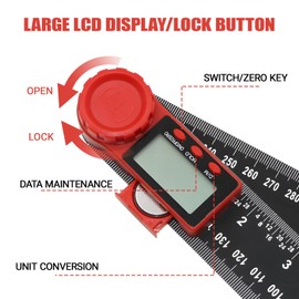 Digital Angle Finder Ruler with LCD Display, 200mm/7 Inch Angle Measurement Tool, for Carpentry Carpenter Construction DIY Measurement Home Repair, 10 Pencils (Black)