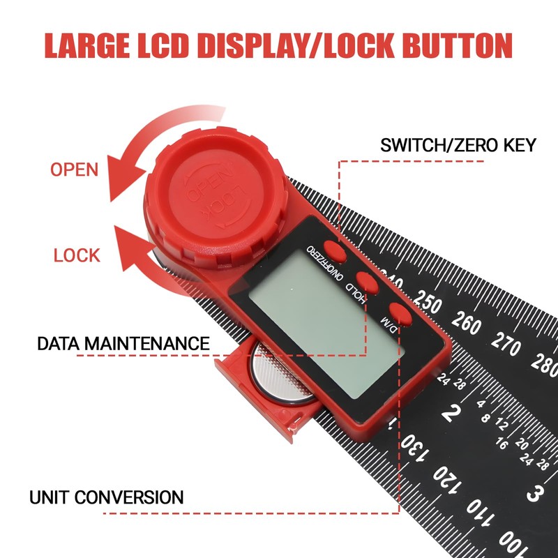 Digital Angle Finder Ruler with LCD Display, 200mm/7 Inch Angle