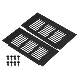 PATIKIL 6 x 3 Inch Door Air Vent Cover, 2pcs Aluminum Grille Ventilation Cover Louvered with Mounting Screws for Cabinet Wardrobe Door, Black