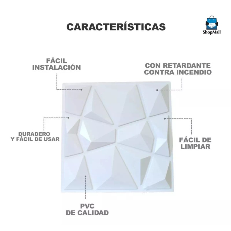 ShopMall Panel Decorativo 3d Para Pared 12 Piezas 50 Cm