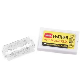 Shaving Factory Feather Edelstahl zweischneidige Sicherheits-Rasierklingen, 1er Pack (1 x 10 Stück)