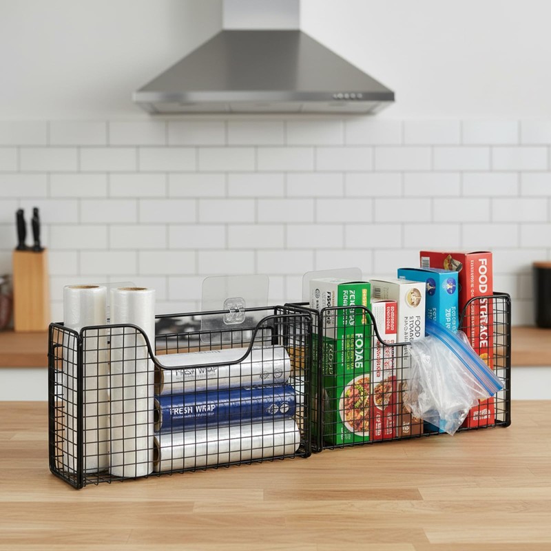 2 Pack Aluminum Foil Organizer, Foil and Plastic Wrap Organizer,